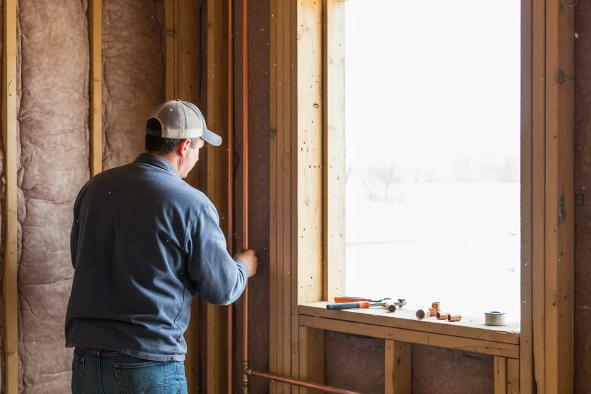 Licensed plumber running new copper supply lines in a Confluence home