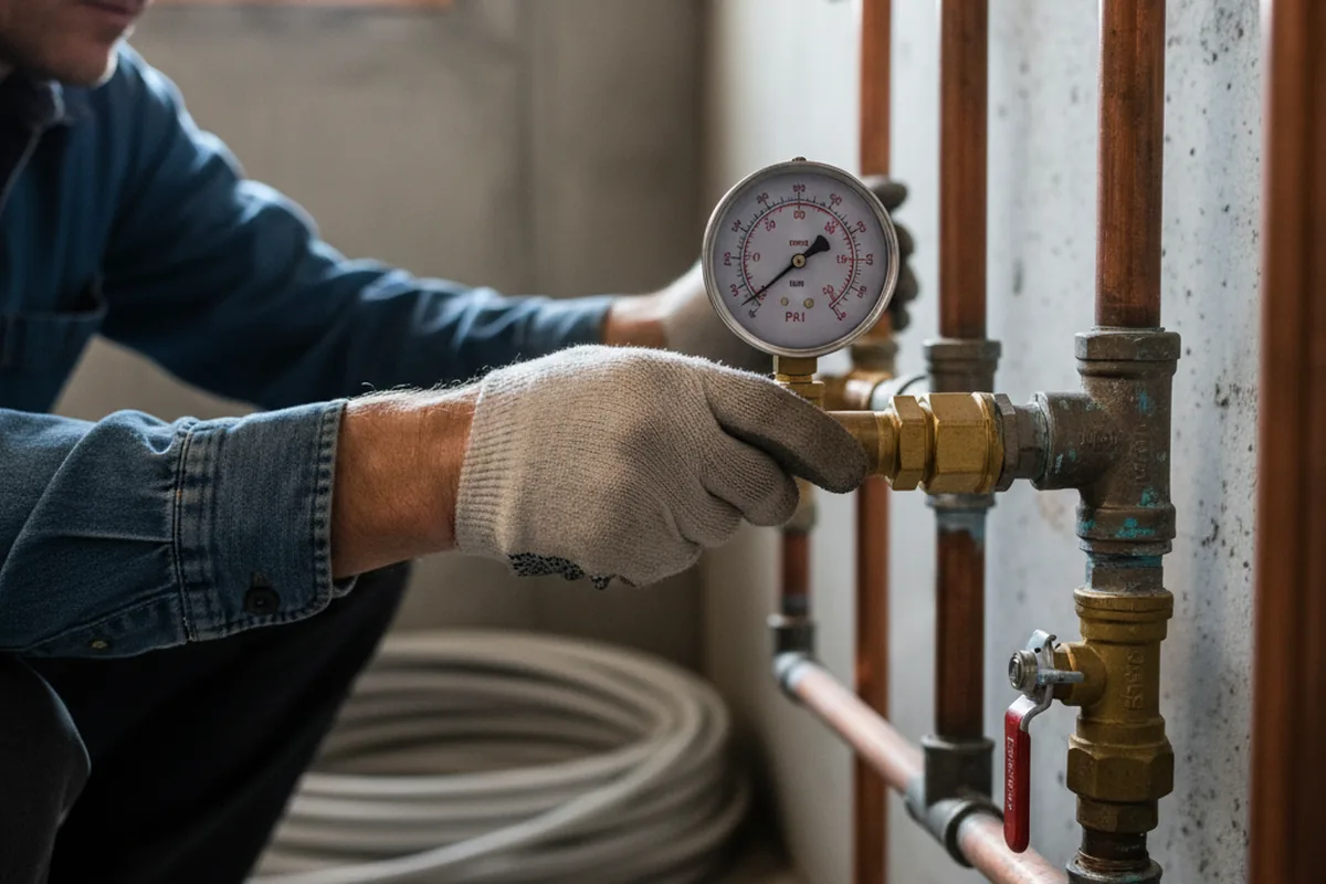 Pressure testing a repaired line during Water Line Repair in Confluence